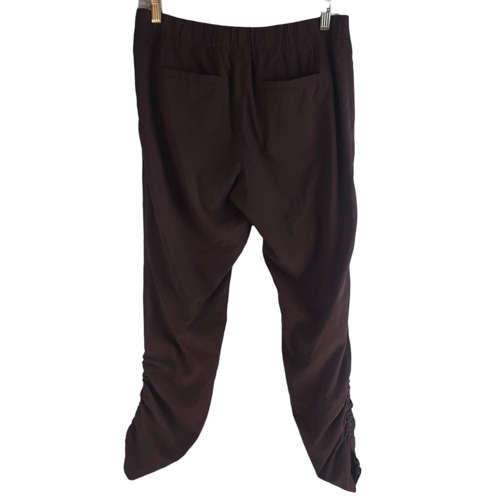 Athleta La Viva Crop Pants Womens 2 Brown Plum Ruched Zip Pocket Stretch 54023‎ - Picture 2 of 5